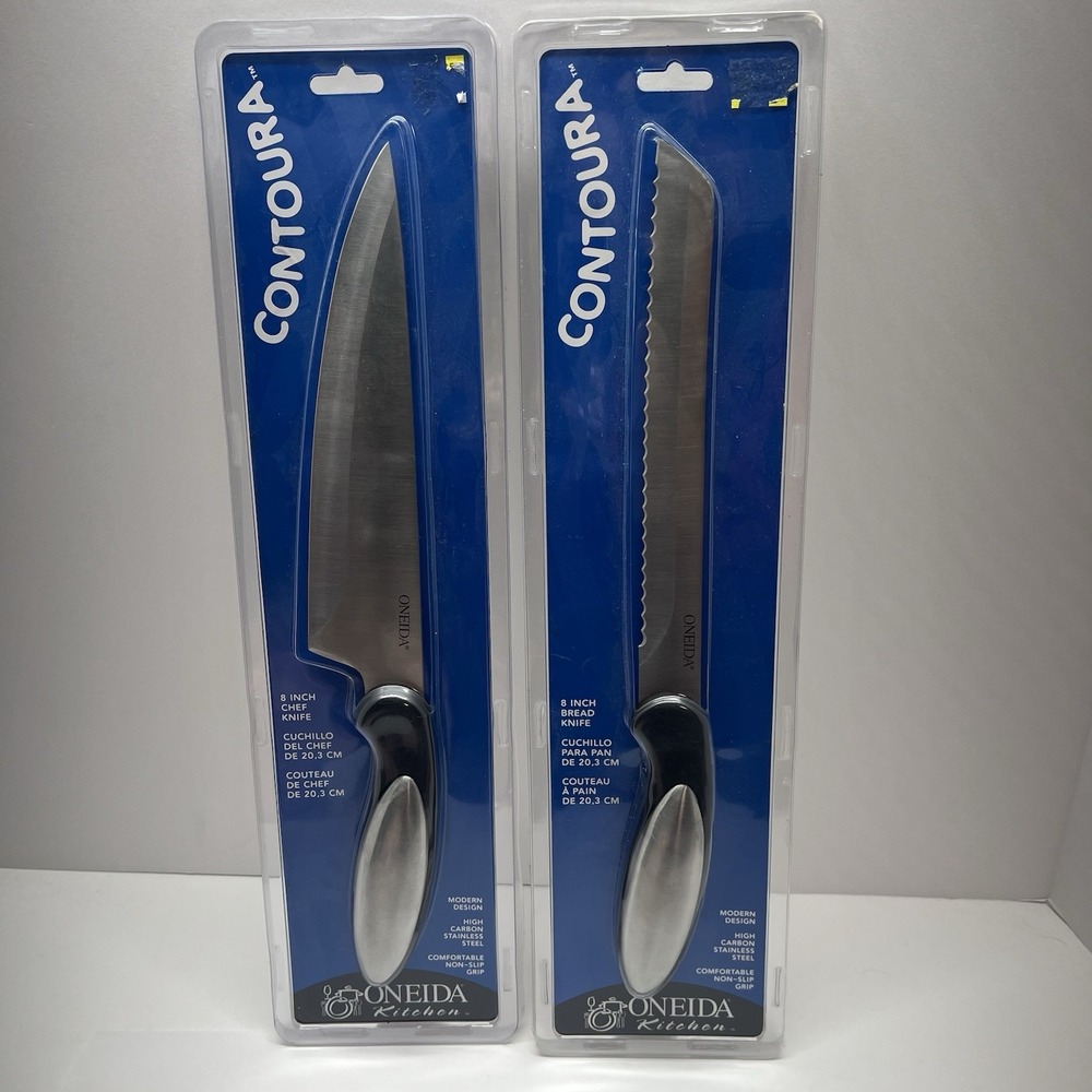 Oneida 8" Chef Knife & 8" Bread Knife High Carbon StainlessSteal Comfort nonslip